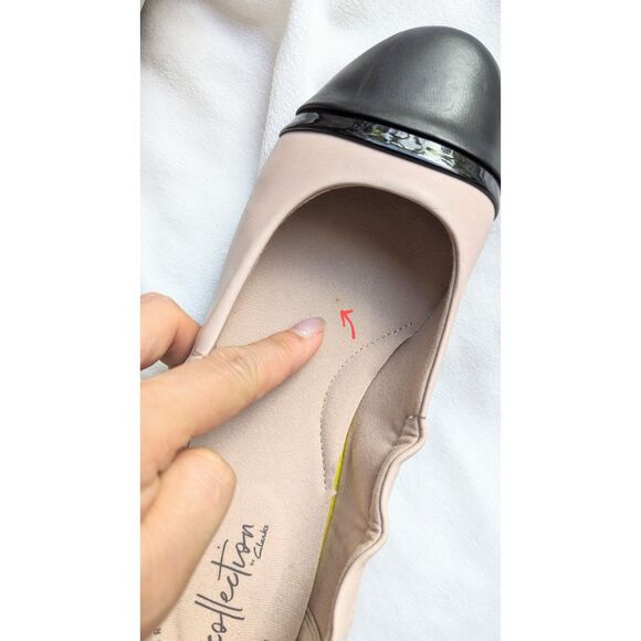 Clarks Rena Jazz Ballet Flats Ballerina Flats Shoes Black & Beige Leather Sz 8 - Picture 9 of 13